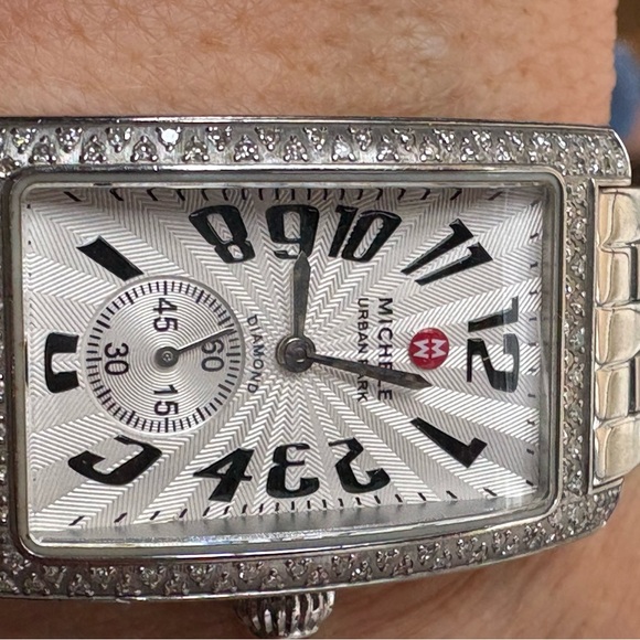 Michele Accessories - Michele Urban Silver Diamond-Accented Watch. Exceptionally priced.